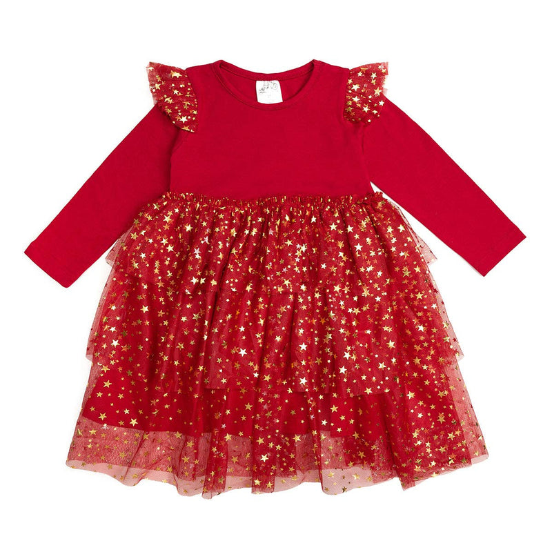 Sweet Wink - Scarlett Shimmer Christmas Long Sleeve Tutu Dress: 3T