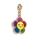 Gold Glitter Happy Flower Charm