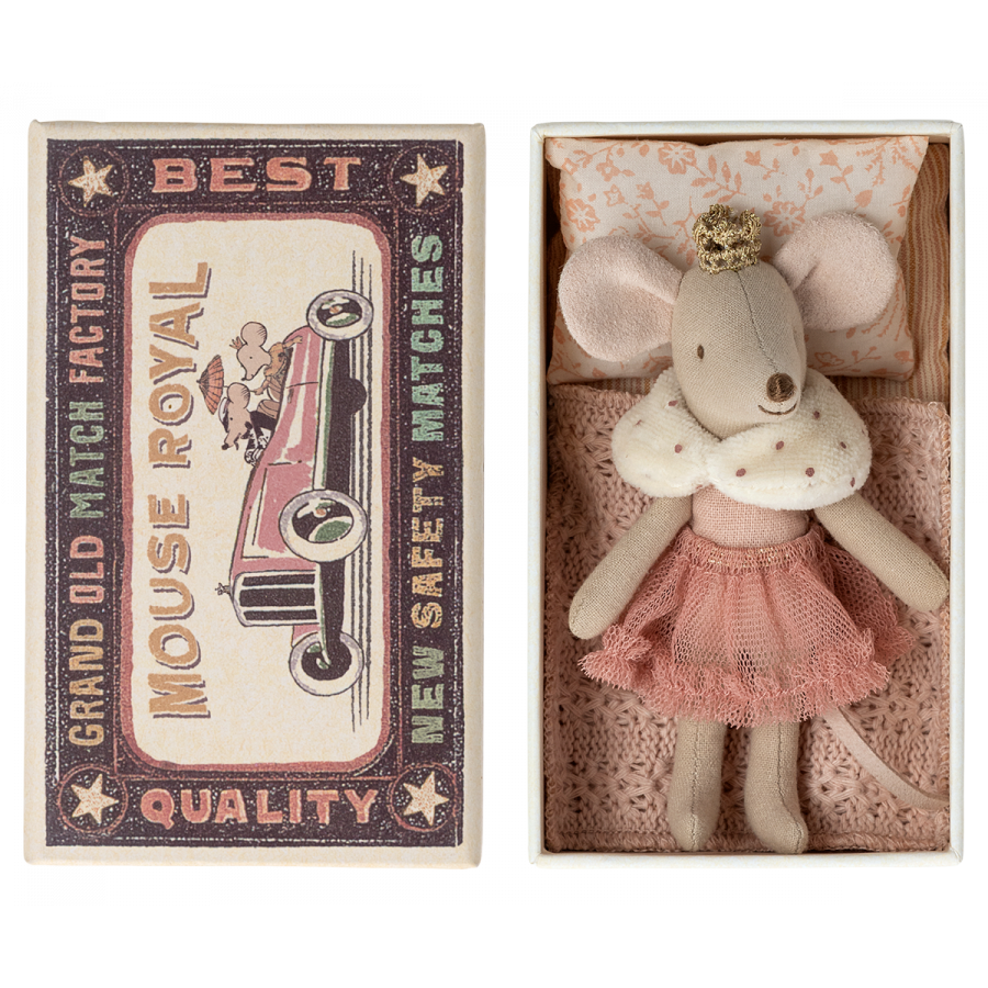 Maileg Princess Mouse, Little Sister in Matchbox