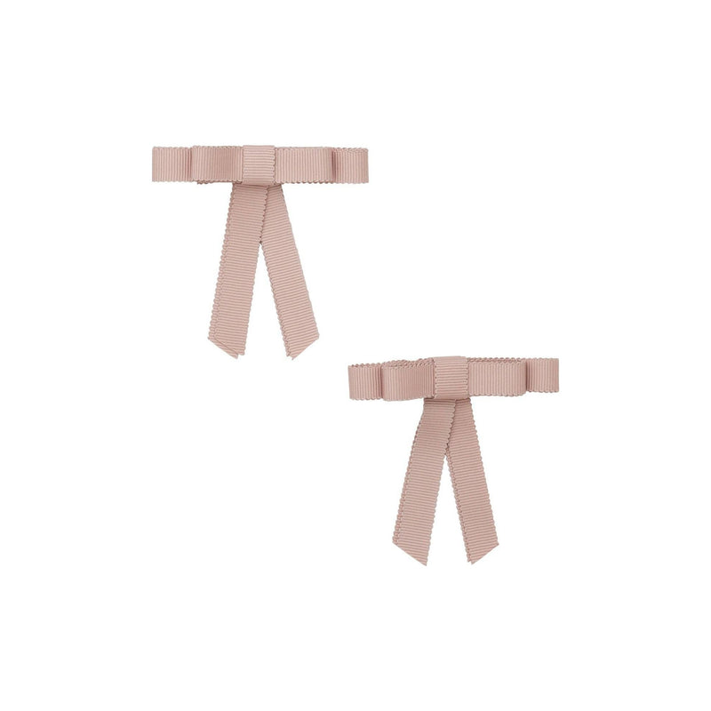 Grosgrain Bow Clip Set (2) - Vanilla Taupe