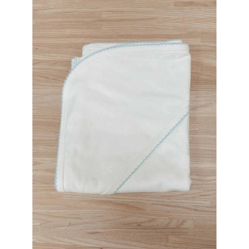 Pima Baby Blanket - Light Blue Picot Trim