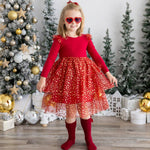 Sweet Wink - Scarlett Shimmer Christmas Long Sleeve Tutu Dress: 3T