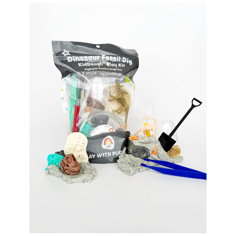 Earth Grown KidDoughs (KidDoughs by EGKD) - Dinosaur Fossil Dig (Cookies & Cream) KidDough Play Kit