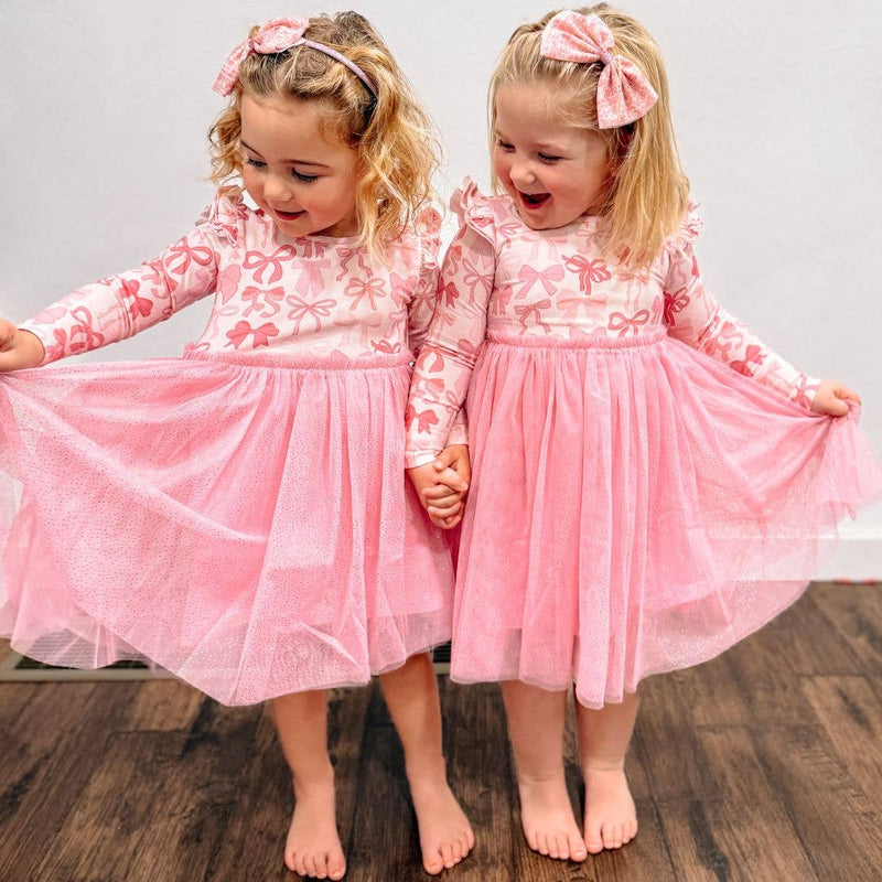 Sweet Wink - Coquette Bow Long Sleeve Tutu Dress - Kids Clothes: 2T