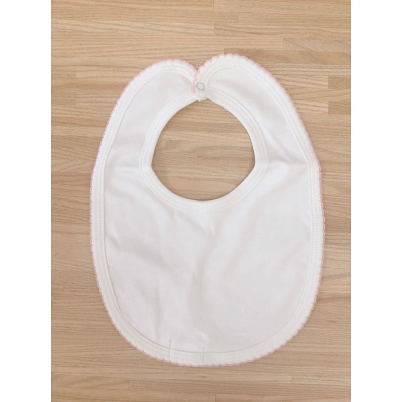 Baby Bib Pima Cotton- Pink Picot Trim