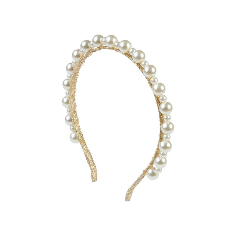 Project 6 NY Kids - Uneven Pearls Headband - Gold/Ivory