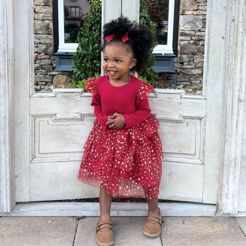 Sweet Wink - Scarlett Shimmer Christmas Long Sleeve Tutu Dress: 2T