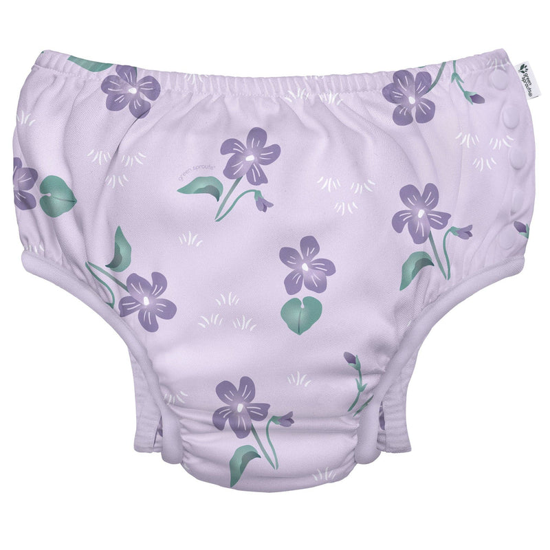 Eco Snap Swim Diaper with Gusset | Light Lavender Violets