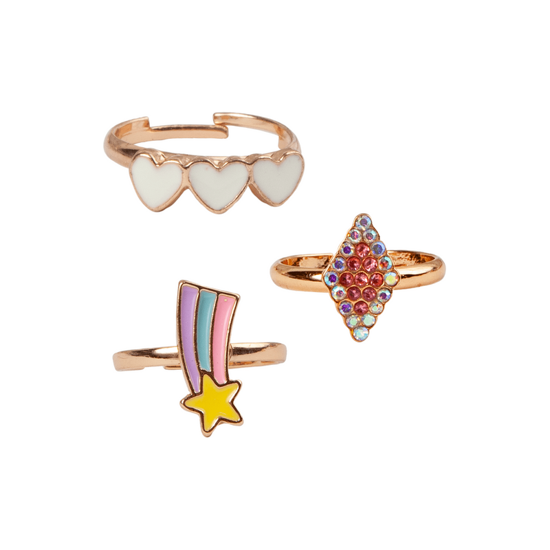 Boutique Heart Star Rings - 3pcs