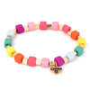 Gold Multi Cube Stretch Bead Bracelet