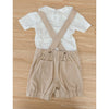 Overalls + Pima Cotton Onesie  Set Sand