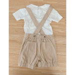 Overalls + Pima Cotton Onesie  Set Sand