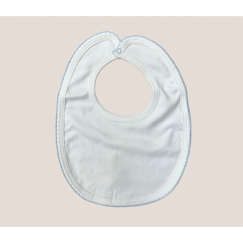 Pima Baby Bib - Light Blue Picot Trim