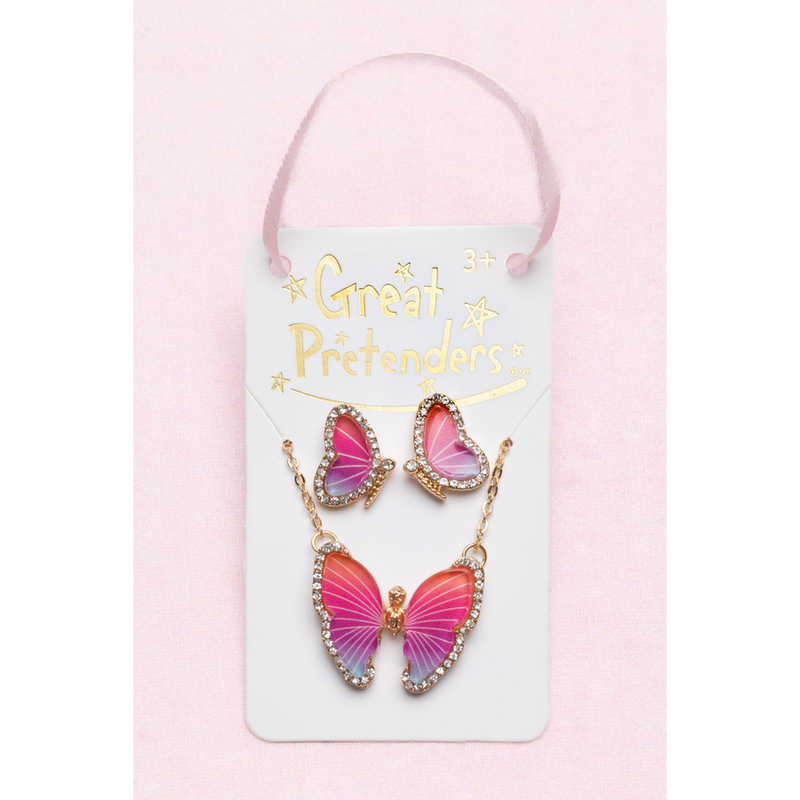 Boutique Butterfly Necklace & Studded Earring Set