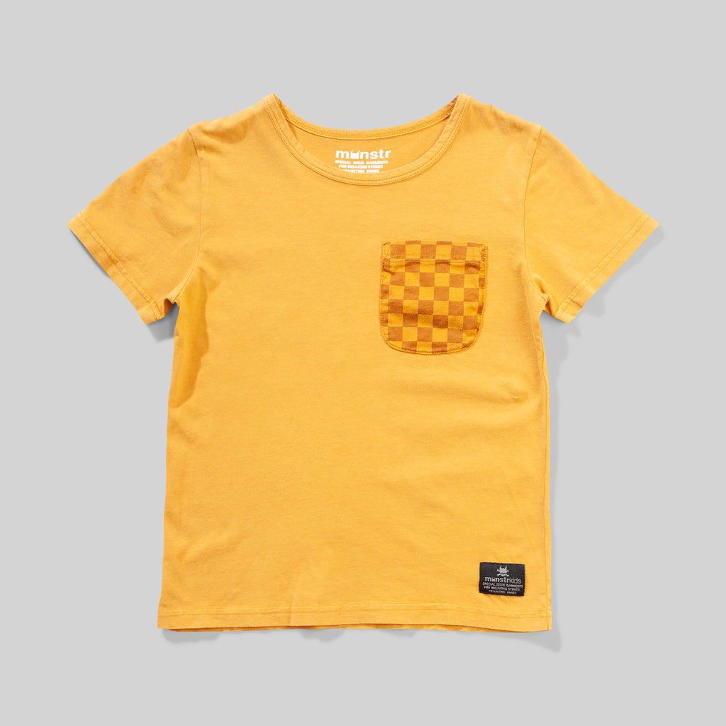 Munster Kids PKT Check Tee Mineral Mustard