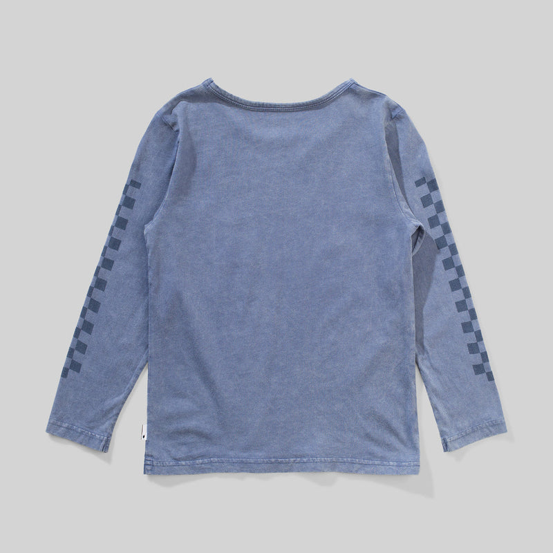 Munster Kids Sleeve Check LS Tee Mineral Denim