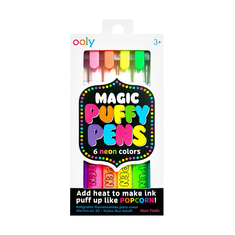 Ooly Magic Puffy Pens - Neon -Set of 6