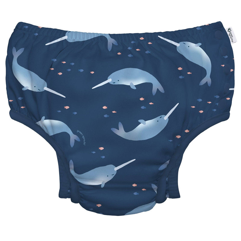 Eco Snap Swim Diaper with Gusset | Navy Narwhal 6M