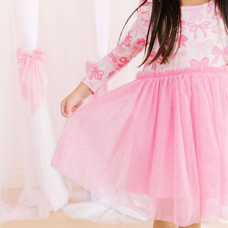 Sweet Wink - Coquette Bow Long Sleeve Tutu Dress - Kids Clothes: 2T