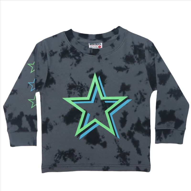 Mish Kids Long Sleeve Tie Dye Tee - Neon Star