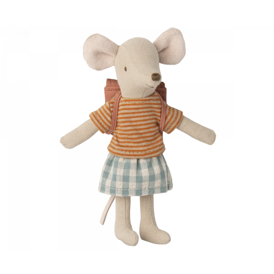 Tricycle Mouse, Big Sister with bag- Old Rose (Magnetic Hands)