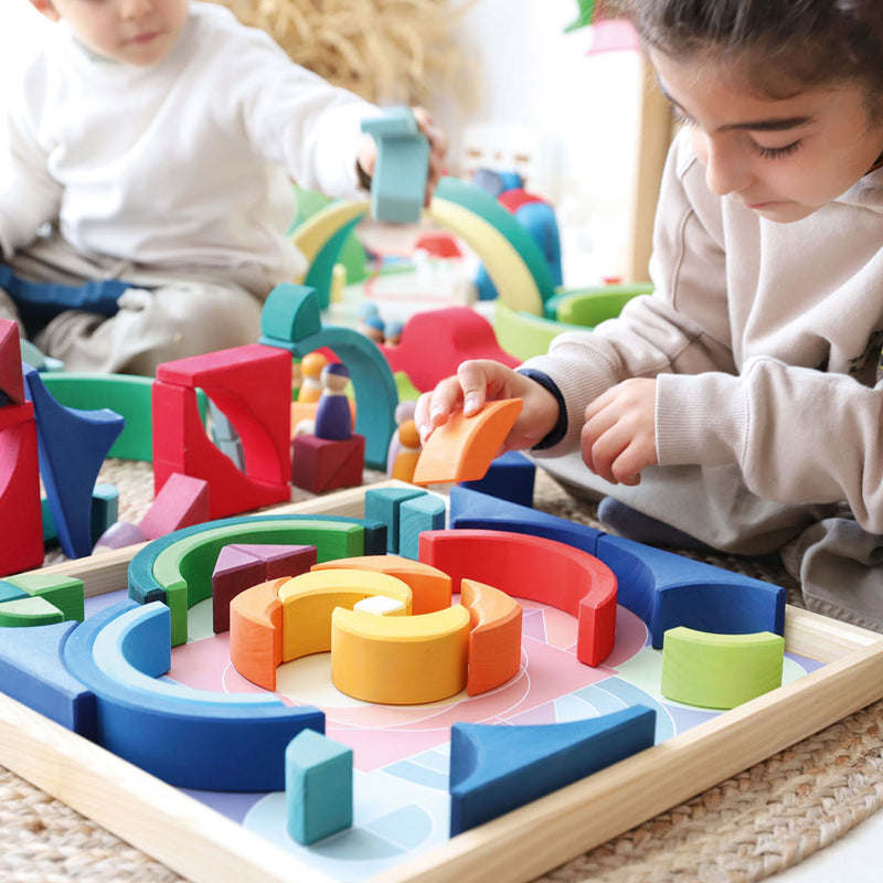 Building Wooden Block Set Arcs in Squares