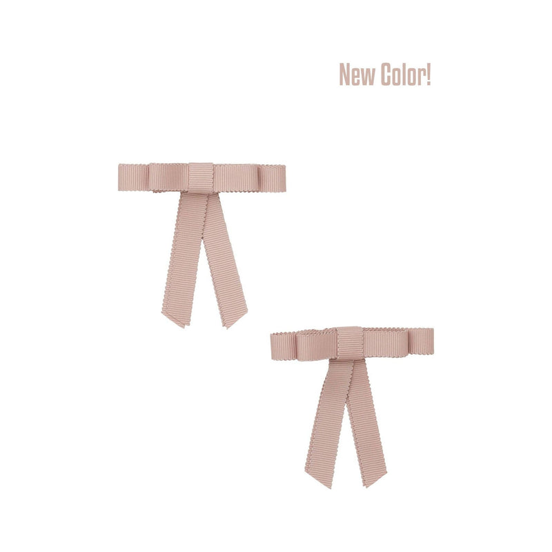 Grosgrain Bow Clip Set (2) - Vanilla Taupe