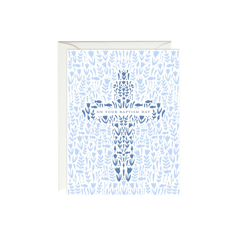 Paula & Waffle Floral Baptism Cross Card Happy Monkey Baby & Kids