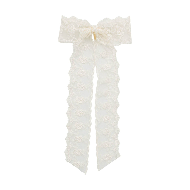 Princess Lace Long Bow Clip - Ivory