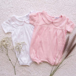 Sia Bubble Romper | Pink Picot Trim