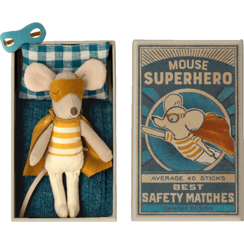 Maileg Super Hero Mouse - Little Brother in Matchbox Happy Monkey Baby & Kids